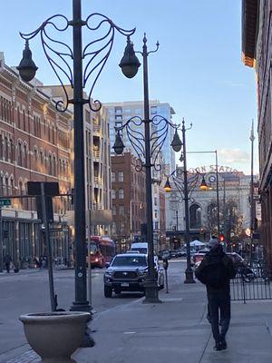 Winter Scene, walking up 17th Street. The Barth at the left, Union Station ahead.