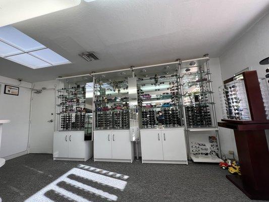 shelves of glasses