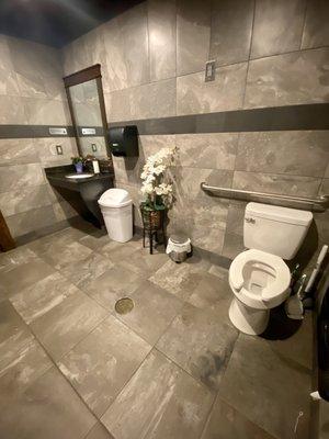 Women's restroom is only a single bathroom, but at least it's renovated and clean