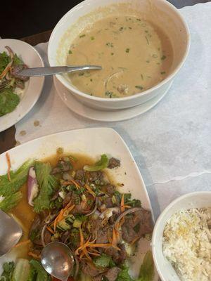 Beef salad & Tom Kha (Large) soup