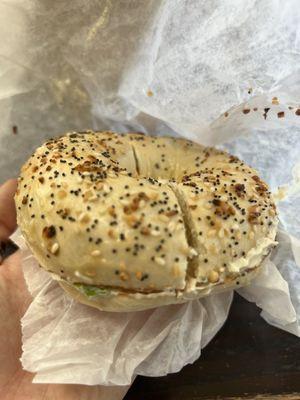 Everything bagel- veggie Cream Cheese Bagel