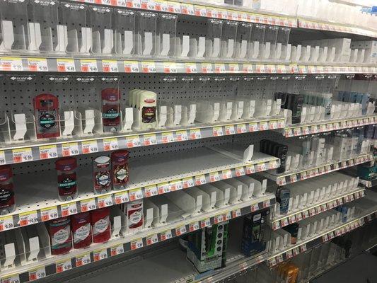 The mostly empty shelves that are the norm at this location.