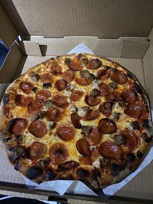 Pepperoni and sausage pie