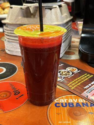 A delicious blend of freshly made beets, celery, spinach, apples, lemon and ginger awaits you!