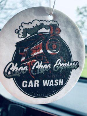 Air Freshener is handed to you upon entering the wash.