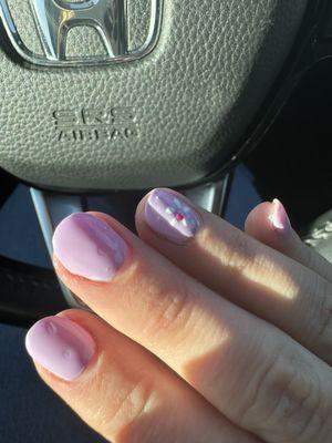 Crater type holes on the nails. Uneven paint?