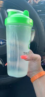 My shaker cup filled with the expensive ice and water....