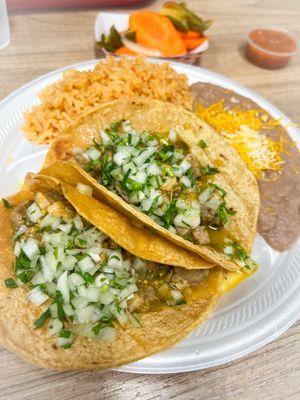 Taco Combo with Rice and Bean