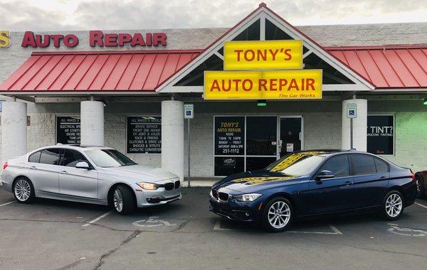 "Tony's Auto Repair" keeps our BMW's well maintenance.