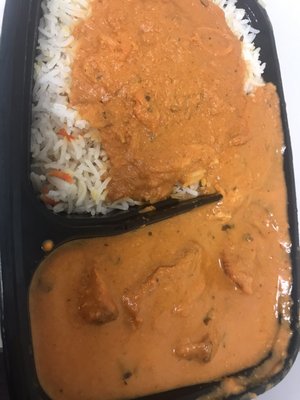 Butter chicken and rice (not the best picture, but was more in quantity and better in taste  than this picture would suggest)