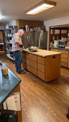 This is Clark who told me I couldn't use any of the kitchen to prepare a fruit tray. There was plenty of space to share.