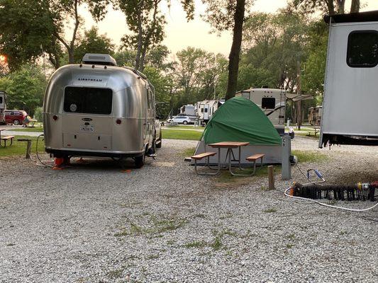 Our site c-4 worked well for our small trailer and tent and was close to store and activities