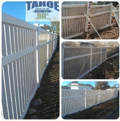 B4 & After 3-Rail White & Tan Semi-Private PVC Repair by Tahoe in Fernley (Lyon County) 2024