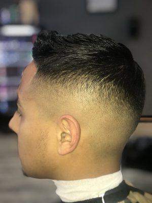 Medium high razor fade