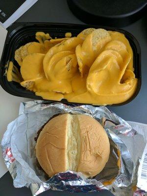 Double Cheese Burger with Cheesy Nachos