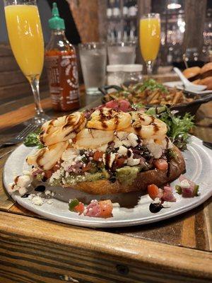 Avocado Toast with Poached Shrimp