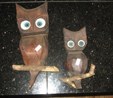 Wooden owls $0.50 a piece.