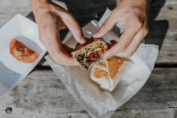 Fresh breakfast wrap at the Farmer's Market