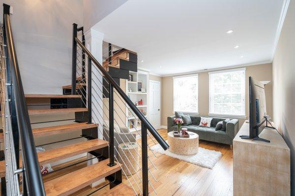 Living room with custom made built in