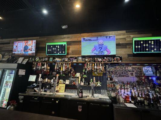 Bar area. Lots of beer taps to choose from & a plethora of wines too. Browns games on Sunday afternoon & wine tastings on Friday /Saturday.