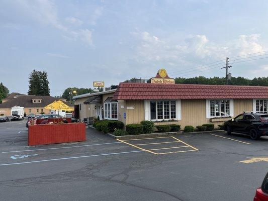 Outdoors patio and ample parking