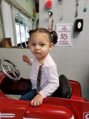 Happy Visitor in Fire Truck with lollipop & Netflix