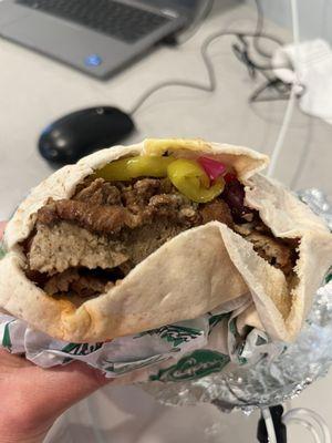 Perfect lunch break - gyro in wheat pita