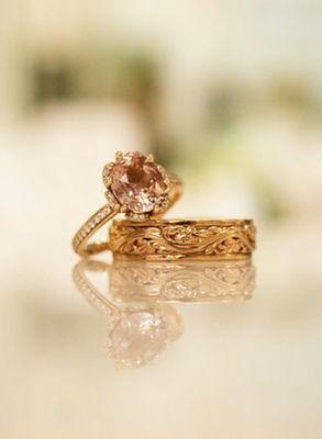 Wedding ring custom made and beautiful band in rose gold--both from Ronnie!