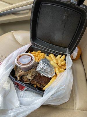 $22.00 Combo platter of Ribs and Brisket