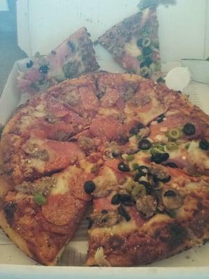 who put 3 day old little ceasers horrible quality nasty pizza in my beloved Village Inn box?! leftovers anyone?  sad