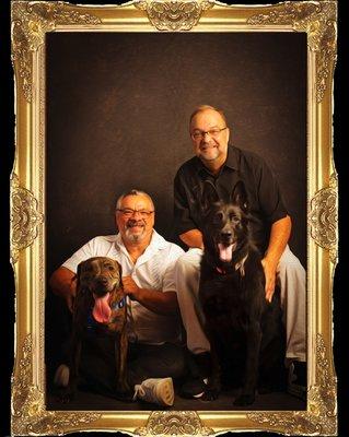 A family portrait with 2 of your furry children is the best! They are your family too. lets not forget them.