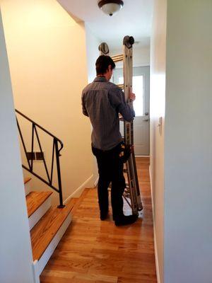 Vince is getting ready to inspect the attic.