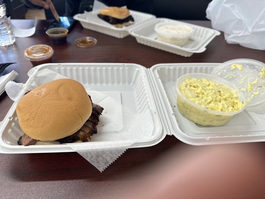 Beef Brisket Sandwich with Potato Salad