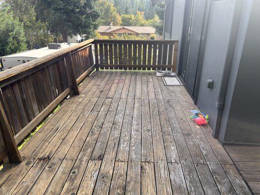 He reinforced the deck in some areas that had been unsafe and replaced rotted boards