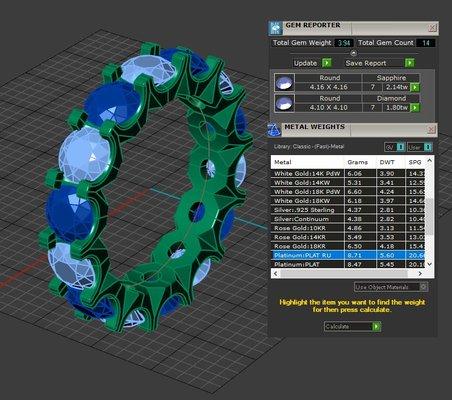 CAD model (we looked at different gemstone sizes)