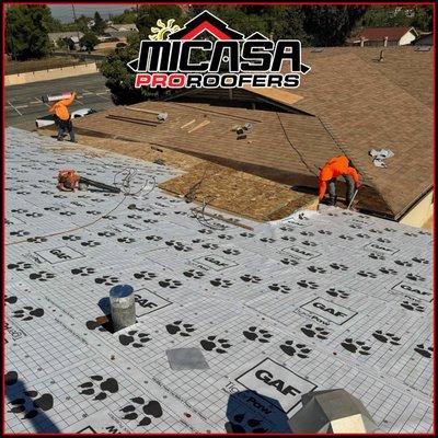 We put down a premium underlayment before laying down shingles. We have plenty of experience with shingle repair and installation.