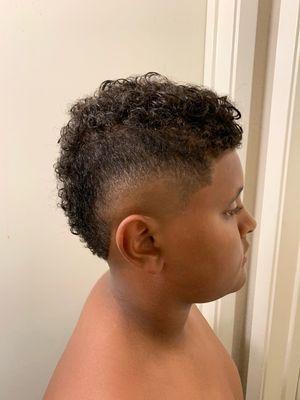 This is the right side of my son's Mohawk Fade! Clean