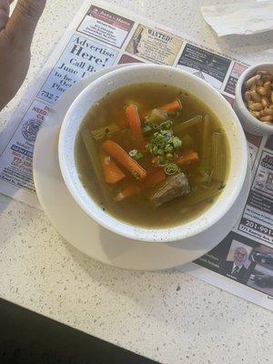 Meat soup that comes with the special of the day