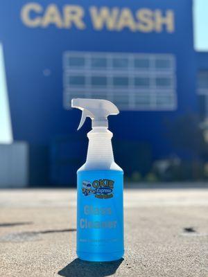 Enjoy a clear windshield  EVERY wash at Okie with our new Glass Cleaner available in the vacuum bay to fulfill all your detailing needs!