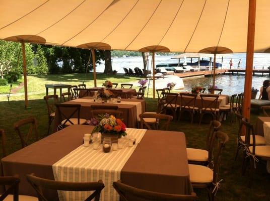 Sperry Tent, with Napa Driftwood Chairs, Square Tables, & Linen