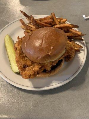 Tenderloin sandwich and fries