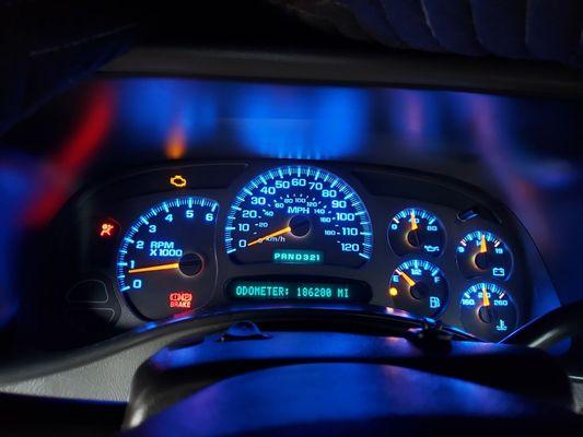 03-06  GM instrument cluster repair and ice blue led upgrade lighting.