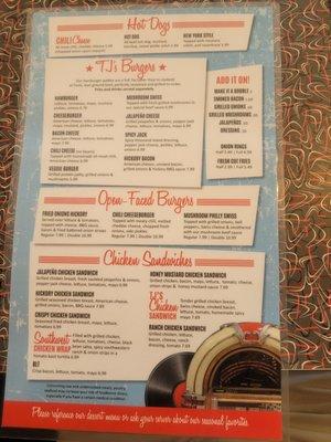 Burger/Sandos Menu