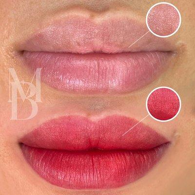 Before and After with our Lip Blush technique.