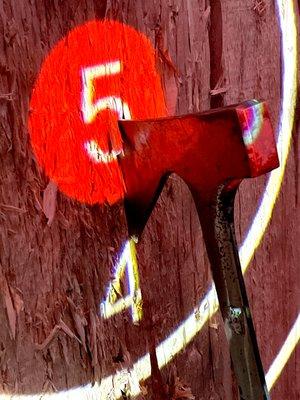 Hit the bulls-eye in our axe throwing arena