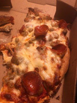 Sausage and pepperoni pizza