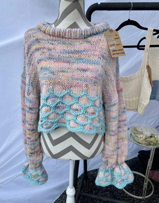 9/23 hand knit wearable art kat knits sustainable fiber arts