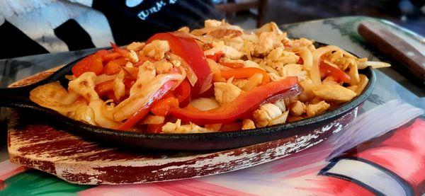 Chicken fajitas plate, $14