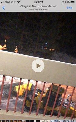 Timestamp: Village at Northstar 4:49 AM. This is a full-on bulldozer!