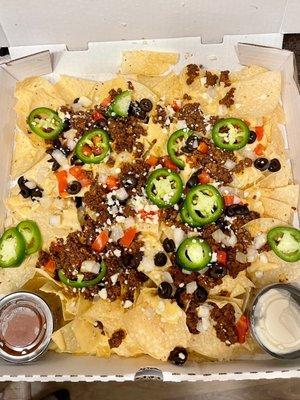 Beef Nachos to go, generous portion!